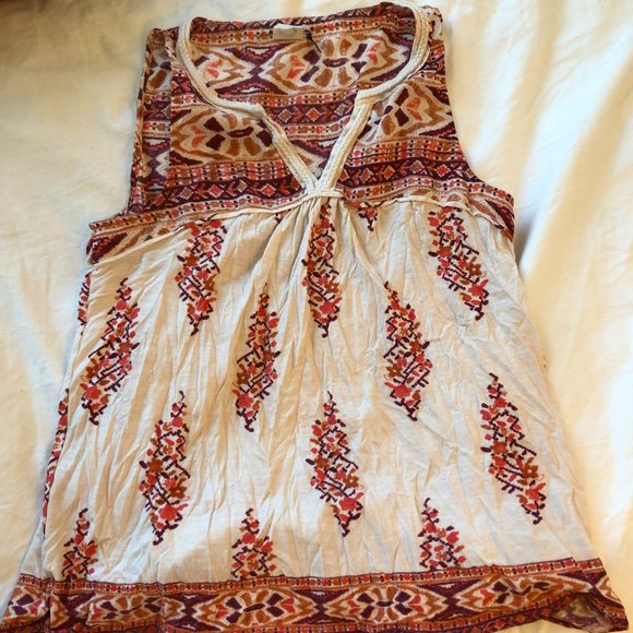 Anthropologie Akemi+Kin sleeveless top/blouse in white+orange+pink, size XS - Picture 6 of 7